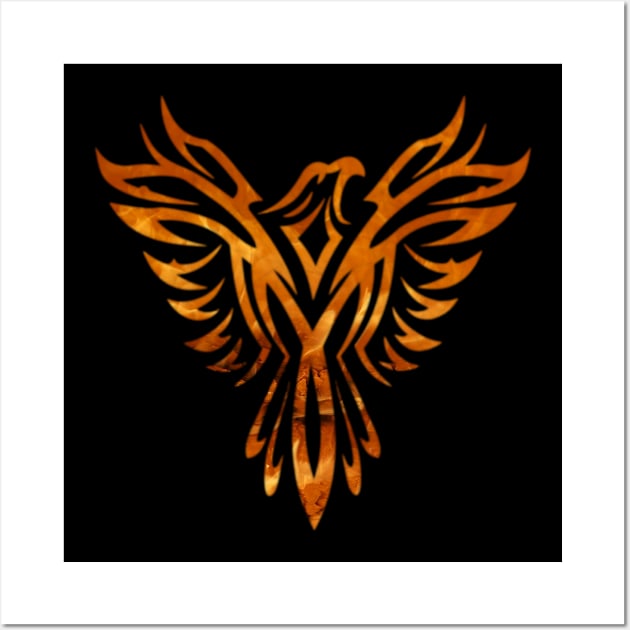 Red & Orange Flames Phoenix Mythical Bird Rising Born Again Wall Art by twizzler3b